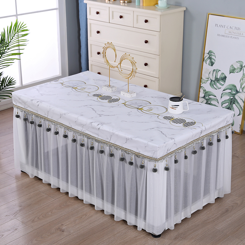 长方形餐桌布防水防油防烫免洗垂纱皮革桌罩正方形烤火炉罩