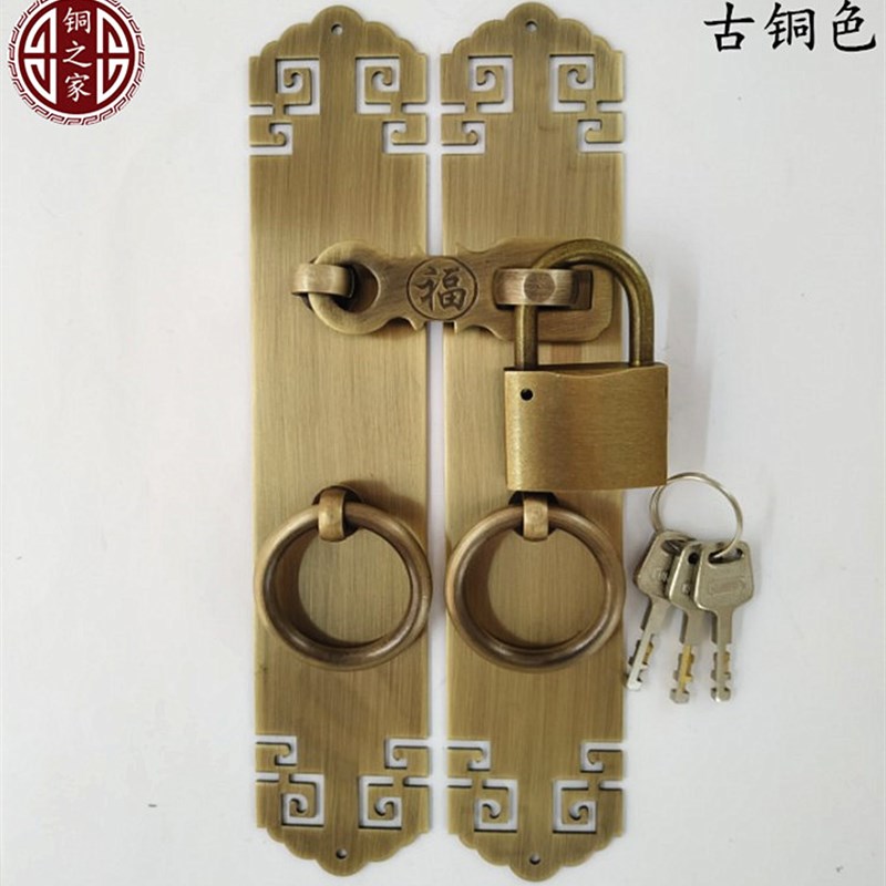 仿古中式欧式柜门把手 古典家具五金装修配件 屏风花格大门铜拉手