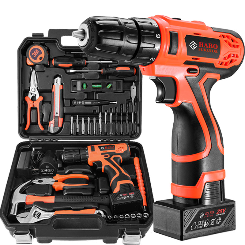 哈博电钻充电式V速手电钻家用电动螺丝刀锂电冲击钻手枪钻