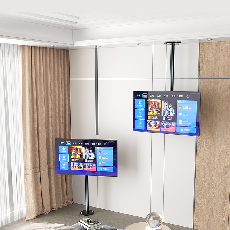2/4屏双屏显示器吊装支架多屏地顶装奶茶店展厅通用挂架27-43英寸