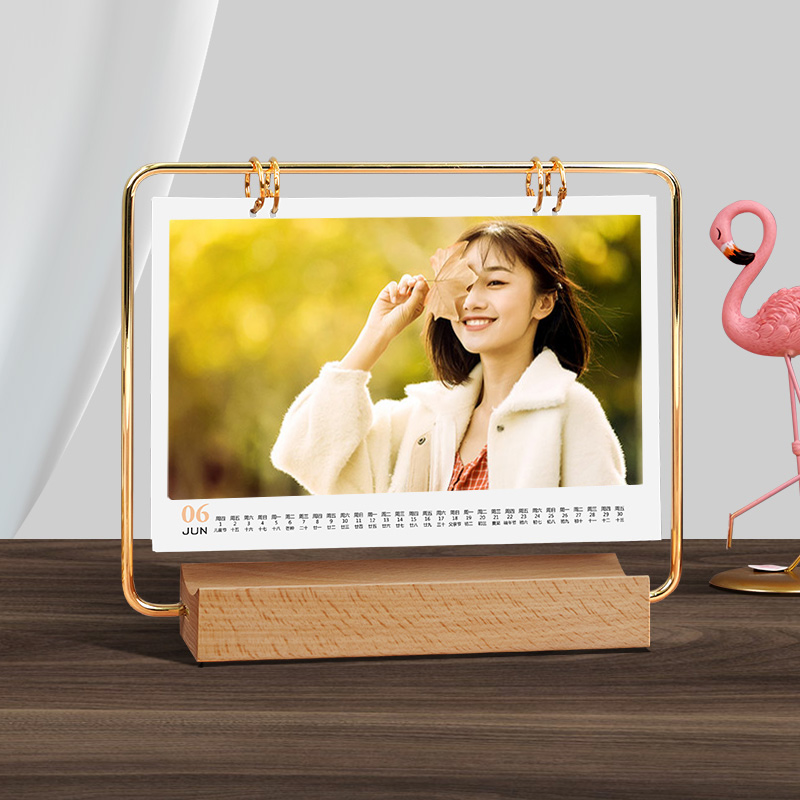台历定制木质铁艺日历制作2023年照片订做企业桌面月历来图印刷商