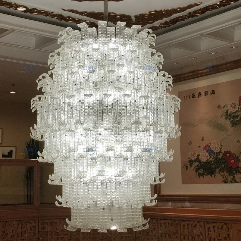 复式楼梯大厅大堂吊灯售楼处别墅名宿定制灯具商场前台装饰水晶灯