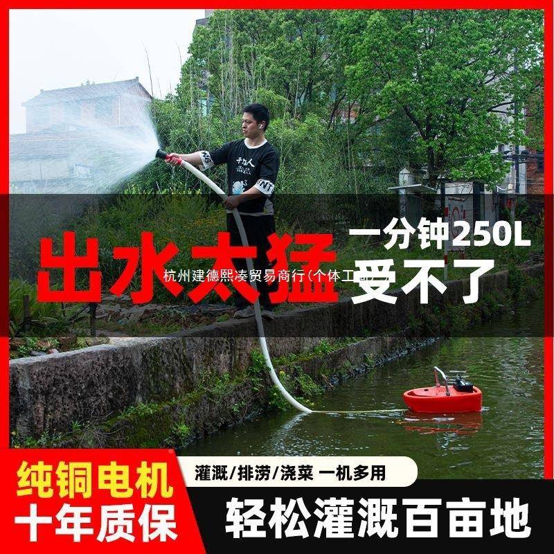 新款锂电SGT船式抽水泵充静音农用电自吸浇菜机灌溉漂浮喷水灌大