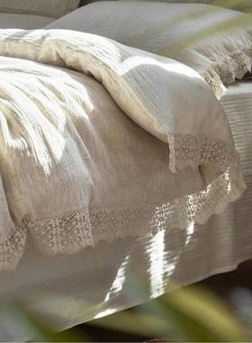 套复古棉单风三层纱麻提花四件52729套纯棉亚麻夏被床被卧室床上