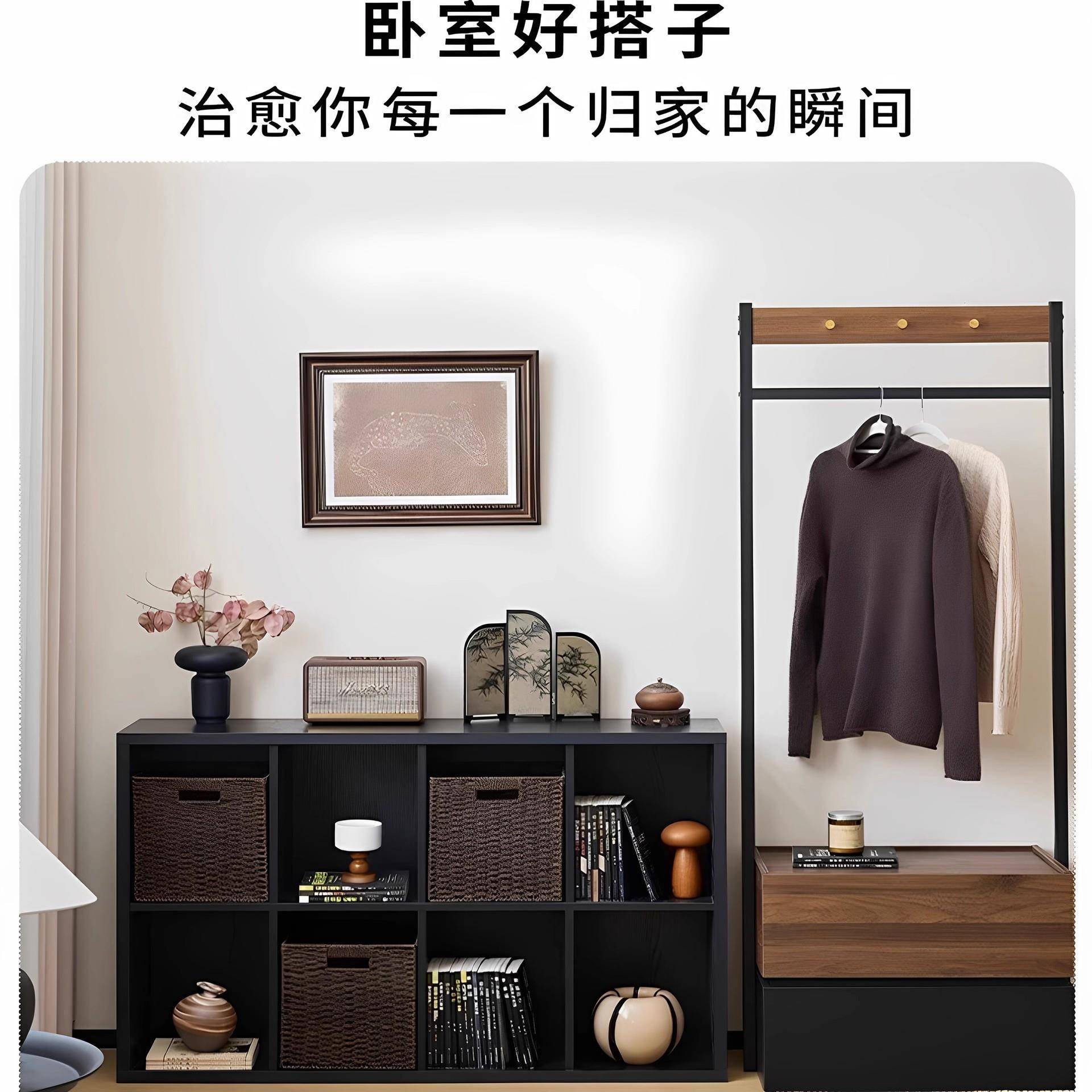 书架收落地置物架黑色格子柜卡莱克四格柜餐客厅展柜示柜gg123纳