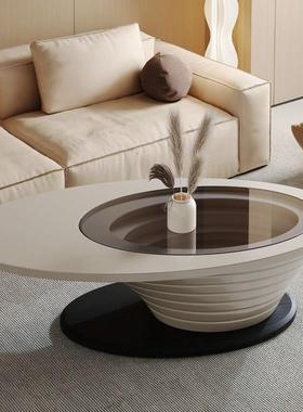 渊茶几客家NIL用轻奢玻璃新款厅家茶桌现深代简约用小户型椭圆形