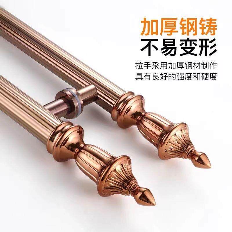 欧式红古铜玻璃门拉手不钢推瑰拉门复黑色玫钛锈金包厢欧式古铜木