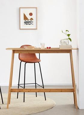 吧组台桌实木高脚桌家y069用吧台圆约桌创意简吧台合靠墙长子条酒