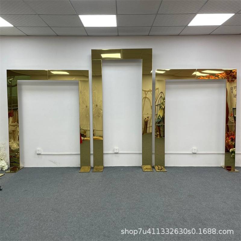 新款镀金背景架婚庆铁艺道具户外婚礼装饰不锈钢架子屏风指示牌