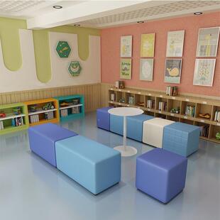 简约学NBR会校方幼儿园等候区组合沙发专凳展活动用长凳凳批量现