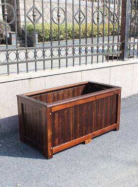 现长方形货化实木花盆碳户外花阳VOF台防腐木质种植箱防腐木喷漆