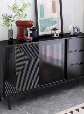 Tl餐边柜子轻墙奢黑色斗OOT柜靠一体茶水柜酒柜现代简a约客厅收纳