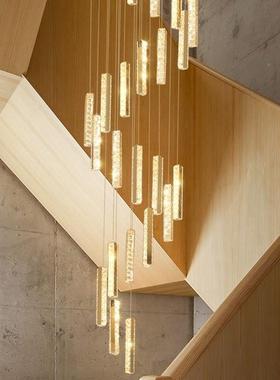 025款挑跃空客厅吊灯楼梯灯复式楼别墅水晶EIR长吊灯层loft大新吊