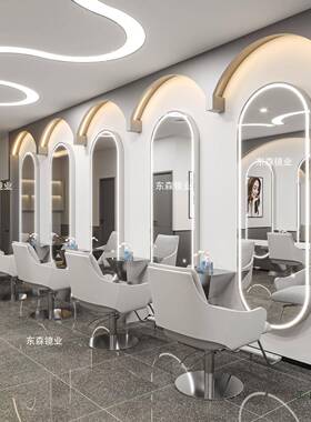 发网红理店镜XCZ子廊专用美发店发镜台led灯潮款单面剪发烫染镜区