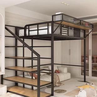 铁艺高高架床单上层上床复式空间下桌铁架床楼小型OAK阁户楼二床