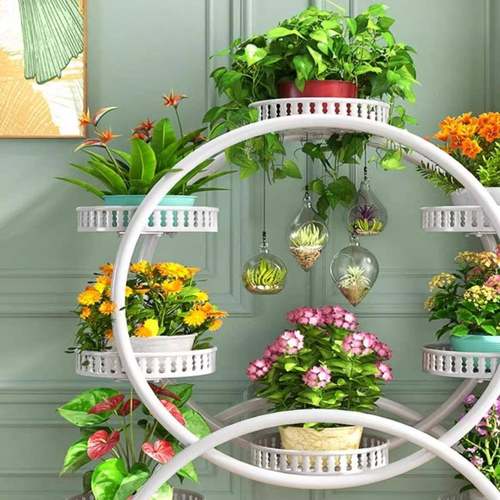 轻奢花架子阳客厅落式移动带轮绿萝花盆架铁艺多地层台家用YIQ可