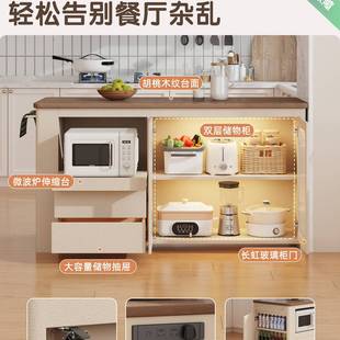 单独岛台柜实木中岛料理吧台厨房餐桌倒台储物柜可移动备餐台岛台