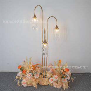 新款婚ZRY3水晶冰条路引头摆件婚礼台地排布置道具婚庆铁艺舞路庆