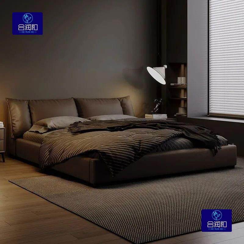 意主式简约风储物可轻奢软包床卧大床人1.8双米卧室成套家具92737