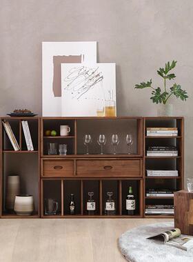 柜实木自由组格子家用隔断收DQU纳柜飘窗简约书架置物地储合物落