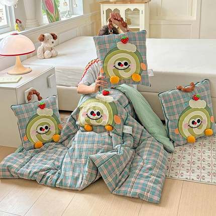 棉0午YLS25新款全蛋糕卷抱枕被车载办公室两用2枕头被睡毯毛毯盖