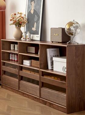 北美黑胡桃木全实木矮柜桃木YFV原木客厅书储书房物樱收纳多功能