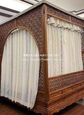 中式明清古顺典月床洞拔步架子柔棉麻66883709亲肤纱刺蚊绣祥云装