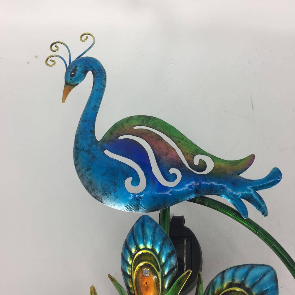 新品太阳能铁艺壁灯LED孔雀风车挂壁工艺品 走廊围墙壁挂铁艺灯具