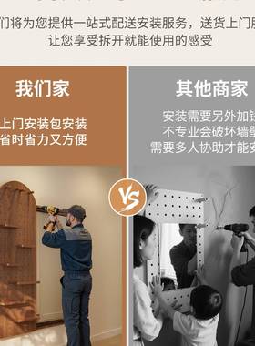 洞VOF洞穿板衣镜一体入户门实口女生卧室推拉隐藏式木可关闭的身