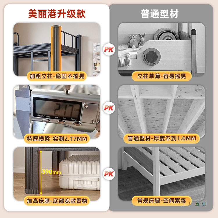 单人床儿童钢制家用铁架子床成人员工宿舍公寓床民宿出租房单层床