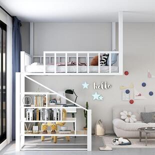 上吊铺铁悬空床loft高架下床家用上铺艺顶床上床下衣QWR柜上床下