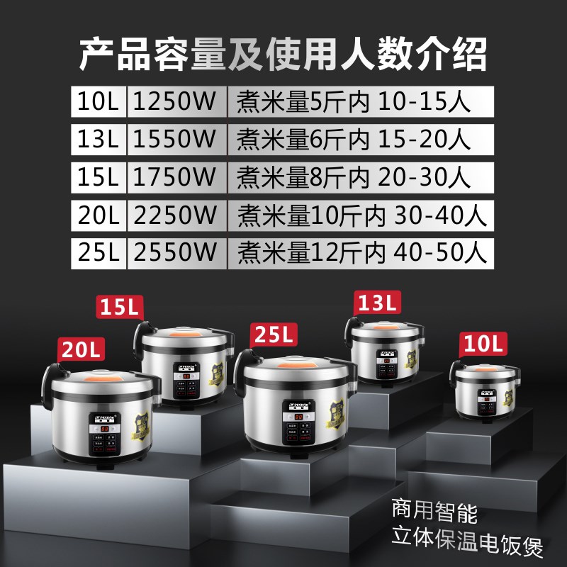 半球微压大容量电饭锅商用15-30人饭店酒店10LL20L食堂大电饭煲