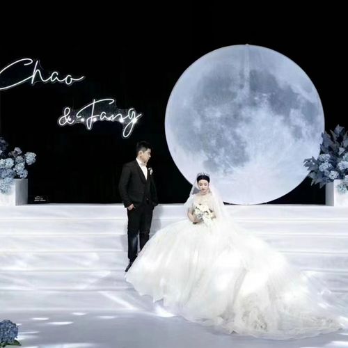 新款婚庆道具发光月球膜布定制素材婚礼装饰落日灯布月亮灯箱软膜