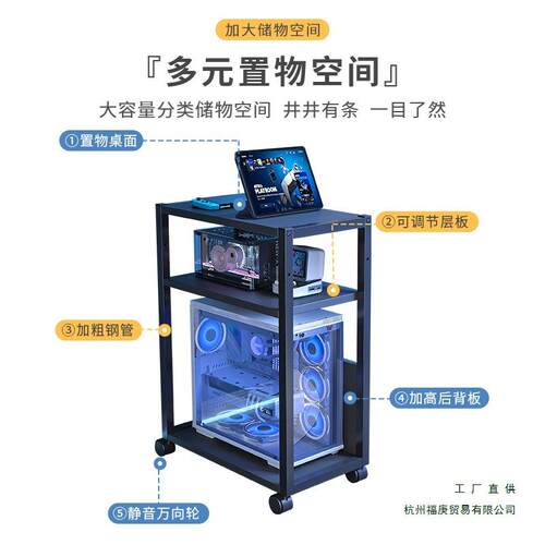 电房脑主机托架多层可移动机箱电底竞置物架落地座F99H7TM9家用桌