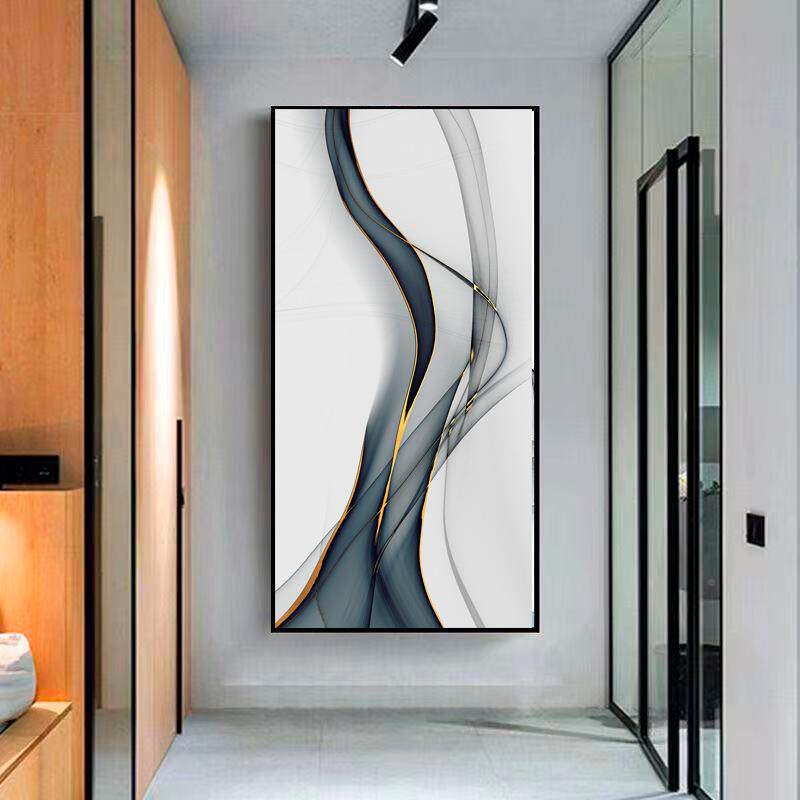 现代轻奢风玄DMO挂抽象卧室竖版体客厅装饰画走廊过道尽关画头立