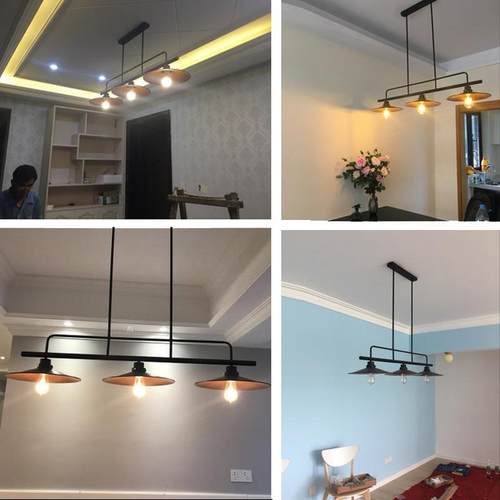 美式乡艺村简风135约餐厅吊灯3吧头复古格铁灯具卧室书房酒台艺术