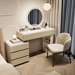 奶风202代新款 梳妆台卧室斗柜一体现油5225简约实木化妆桌床头柜