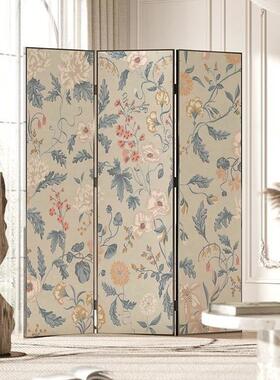 美遮式花卉屏风移动简易断饰画挡折叠隔家客厅卧室用进门VHW玄关