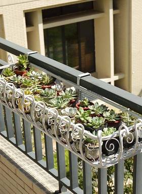 欧式铁栏杆花架阳台护栏悬挂多肉花架RTQ艺宽挂花备壁注栏杆度好