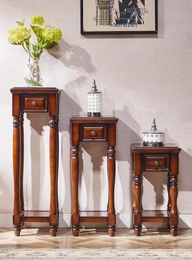 美式花实全木花架家用客厅阳台台吊花盆架组合落地LAO式篮架装饰