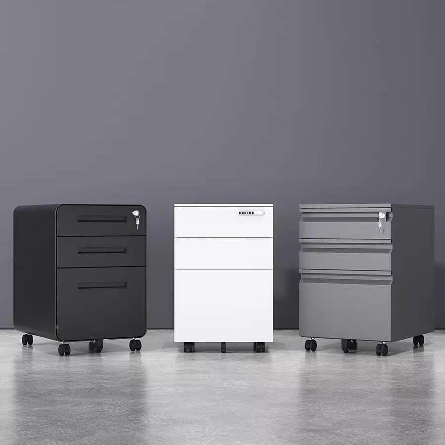 hu-003桌下动柜柜铁皮文件活柜办公室储物柜移动柜带锁抽屉收纳小