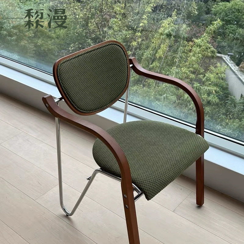 家用餐椅小户型简约轻奢复古餐厅靠背椅子网红中古椅洽谈椅设计师