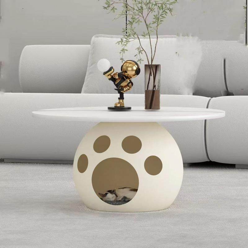 奶油风猫红茶几小户型宠KHV意物店家用厅创圆形客个性收纳网简约