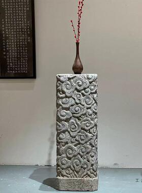 F99MHJ85雕雕祥云柱仿古石古建青石刻中式石柱石花架花台盆柱景架