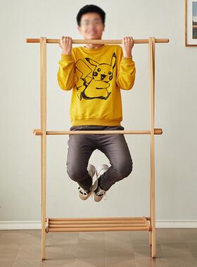 简约实木衣帽KKZ架榉木服落地室内家用室置架物挂包现代折卧叠衣