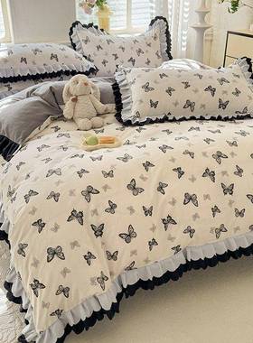 复古法式赫本风水洗棉舍宿床品三件套简水洗JQM棉被套床笠件四约