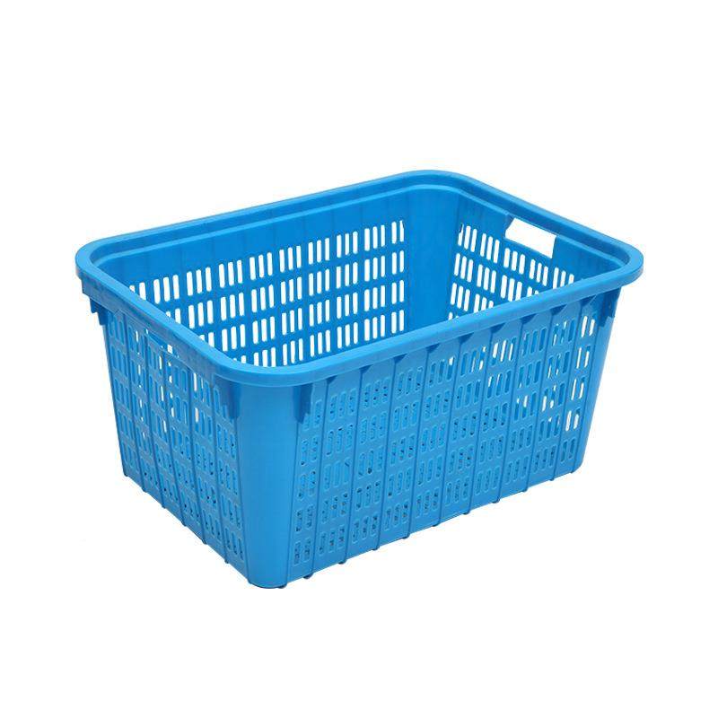 箩筐大号加厚方KEC形塑料筐80周3转箩可叠放蔬菜筐蓝色胶箩产水长