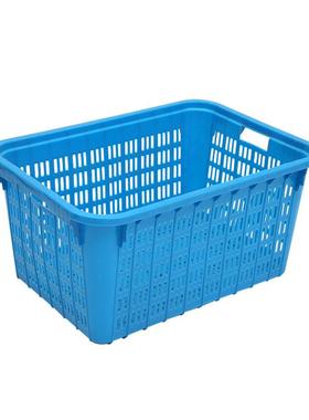 箩筐大号加厚方KEC形塑料筐80周3转箩可叠放蔬菜筐蓝色胶箩产水长