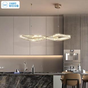莫比乌斯餐厅吊灯感现代886轻奢大气环形晶水灯设计饭吧厅餐桌台