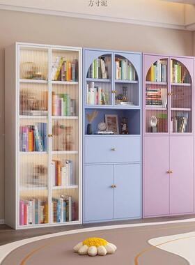钢制书柜家尘用儿童防书多架卧NNK室收纳储物柜玻璃门厅层客展示